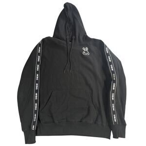 Sneak Black Pullover Hoodie Graphic Logo Tape Sleeve Streetwear Mens XL